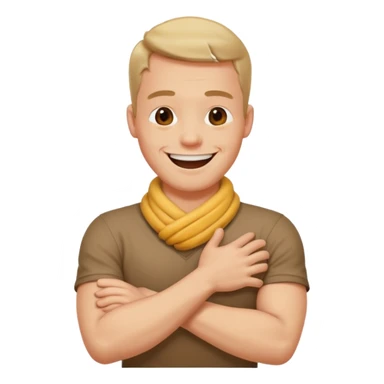 arms crossed holding neck laughing guy sticker