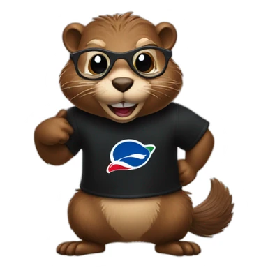 Beaver wearing glasses and black T-shirt with Pepsi logo print sticker