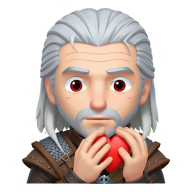 Geralt of Rivia kiss and heart with hands sticker