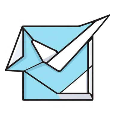 A 3D ultra realistic light blue heart made of glass with a paper airplane inside  sticker