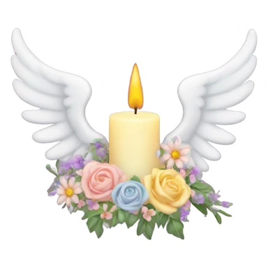 Candle, angel wing with halo, flowers sticker
