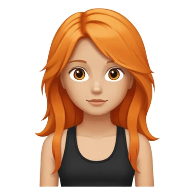 an american girl with orange long hair using black tank top and have sexy body sticker