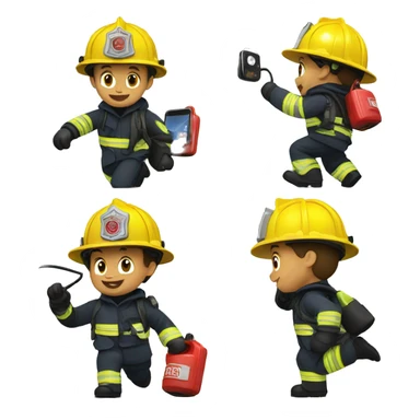 Firefighter charging his phone  sticker