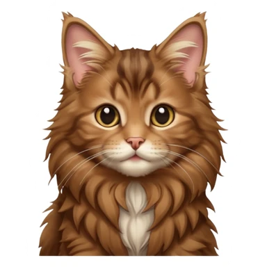 A high-resolution photo-realistic digital illustration of a brown maine coon kitten, chest upward sticker