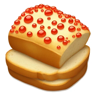 One Slice of bread fully covered with red caviar sticker