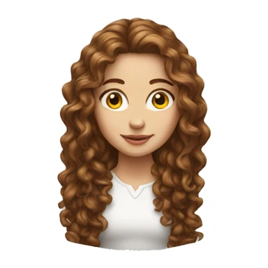 White girl with long brown curly hair. full view sticker