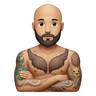 Bald man with beard with animal tattoos sticker
