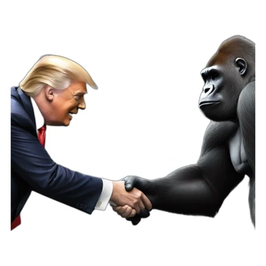 Donald Trump handshakes a gorilla sticker