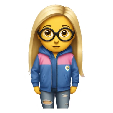 Girl Minion emoji with blue jacket and and pink nike sneakers sticker