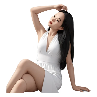 girl in white dress sitting sticker