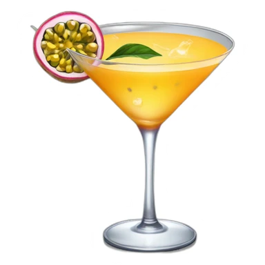 Cocktail with a passion fruit floating in the middle in a martini glass sticker