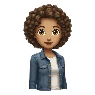 Brunette girl with curly hair sticker