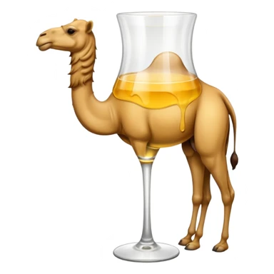 Ein glass mit gelber Flüssigkeit und einem Kamel drauf  sticker