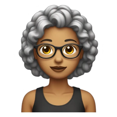 menina no computador com o cabelo preto e de óculos sticker