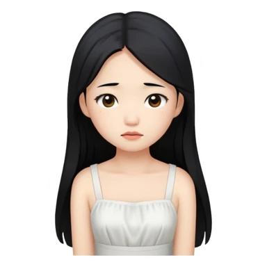 asian girl tired face white dress sticker