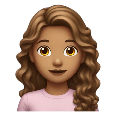 girl with long wavy brown hair sticker
