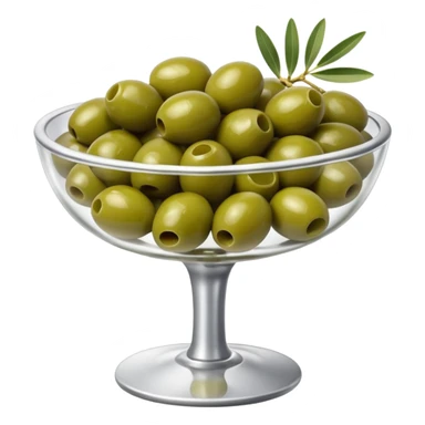 Silver cocktail dish filled with green olives  sticker