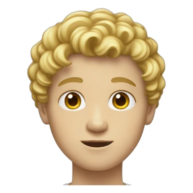 A white teenager boy with a round face short curly blonde sticker