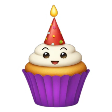 Happy cupcake wearing a birthday hat sticker