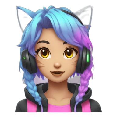 Anime cat gamer girl morena neon sticker