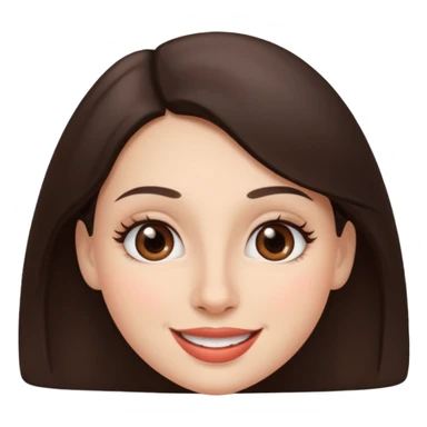 French brunette with brown eyes and full lips with big smile and round nose sticker