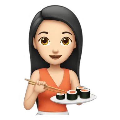 girl with sushi sticker