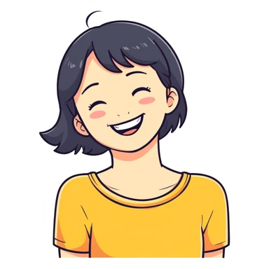 Girl holding her neck while laughing sticker