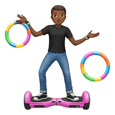 black man on a huverboard with a hola hoop sticker