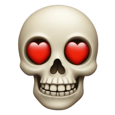A skull with red heart eyes sticker