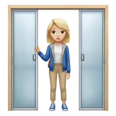 Blonde Girl closed in sliding doors sticker