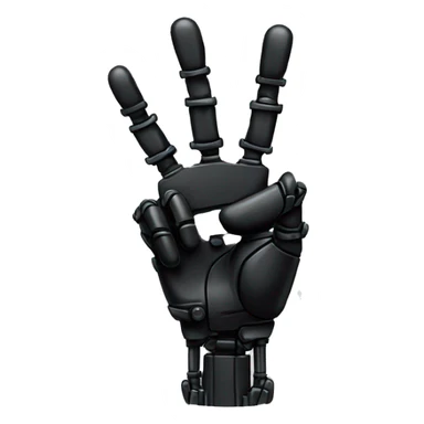 black robotic peace sign hand sticker