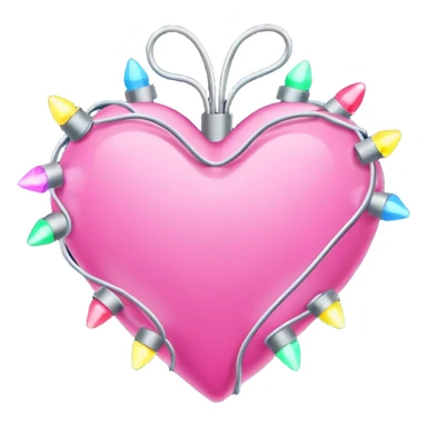 Pink heart wrapped in Christmas lights  sticker