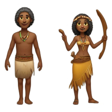 aborigen man with boomerang and etnic woman from australia full body sticker