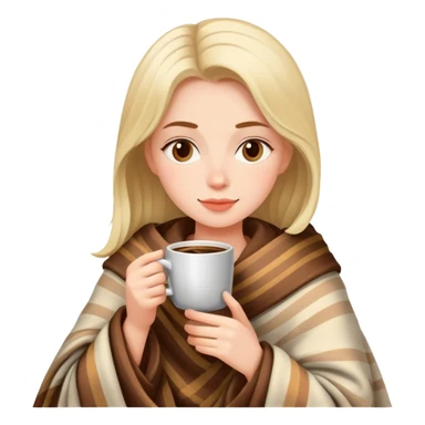 Woman in her cozy blanket drinking coffee  sticker