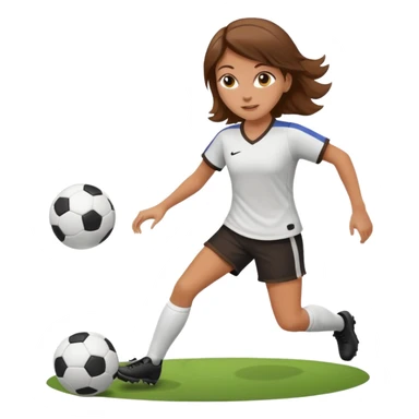 chica blanca con pelo castaño jugando futbol sticker