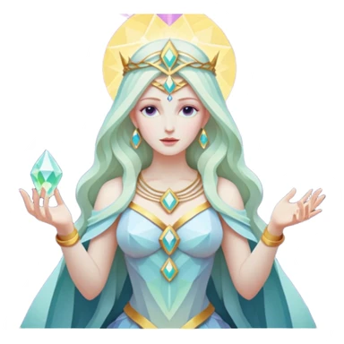 fantasy magic tarot card low poly goddess sticker