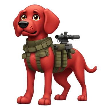 Clifford the giant bright red dog pbs humanoid as a military sniper call of duty character standing alone on two feet in war sticker