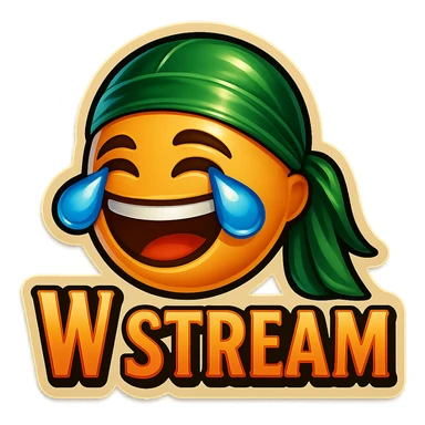 laughing crying 
lol face
Change His durag To Green
Add the words W Stream sticker