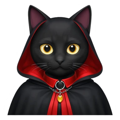 Black cat in red collar cloak sticker