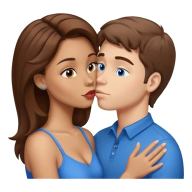 Lightskin latina kissing white man with brown hair and blue eyes they are both cartoon characters sticker