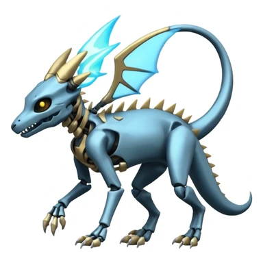 futuristic Skeleton-Cyborg-Manectric-Electrike-Salandit-Cubone-Umbreon-Marowak-Draco-Fakémon-hybrid-creature (full body), 4 legs sticker