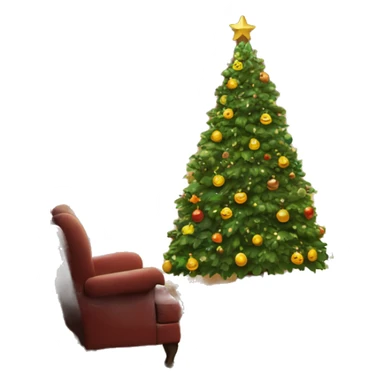 Christmas tree next to a fireplace decorated for christmas sticker