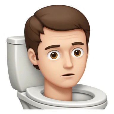 White man brunette hair on toilet Eavesdropping sticker
