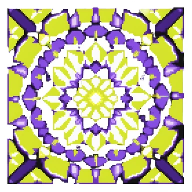 kaleidoscope effect with 6 facets, black, white, and neon yellow sticker