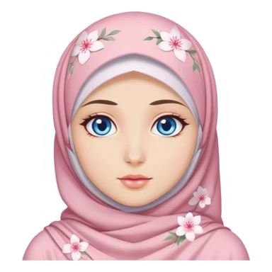 Turkish beautiful finish Konya girl blue eyes with hijab and Sakura dress sticker
