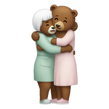 Two women hugging a bear sticker