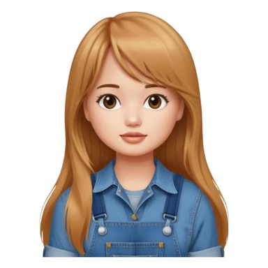 Debby Ryan (long hair with straight bangs) wearing overalls sticker