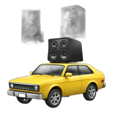 Speakers and a car is dancing on top  sticker