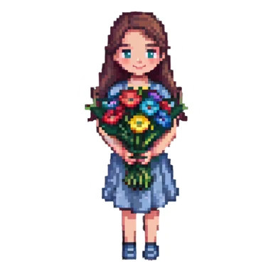 a cool girl holding a bouquet of flowers sticker