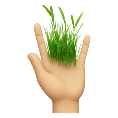 hand coming from the top and touch grass sticker